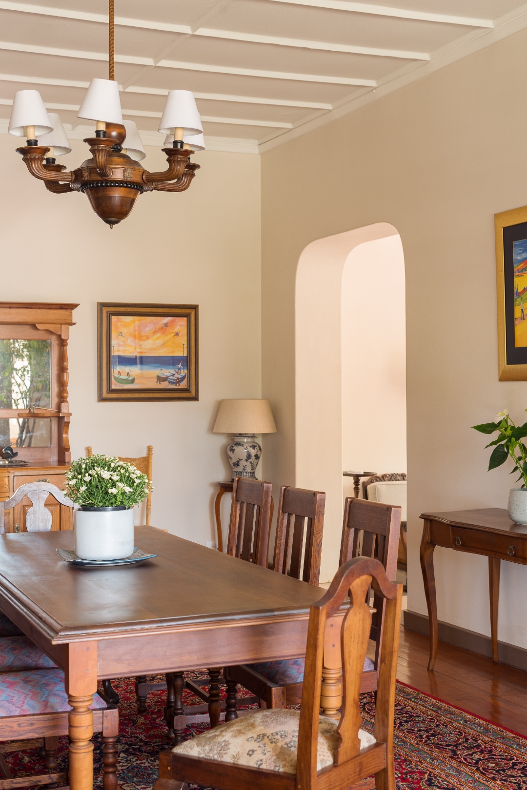 Dining room detail with antique furnishings